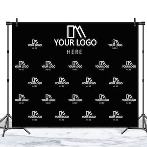 Sfondo fotografico personalizzato con loghi Step and Repeat Sfondo fotografico nero Sfondo fotografico personalizzato in vinile colorato di qualsiasi dimensione