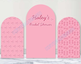 Bows Florals Arch Cover Wedding Backdrop Custom Polyester Double-Sided Bridal Shower Arch Cover Engagement Party Photography Photocall Prop