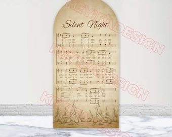 Silent Night Arch Cover Christmas Lyrics Holy Night Backdrop Polyester Double-Sided Christmas Carol Arch Backdrop