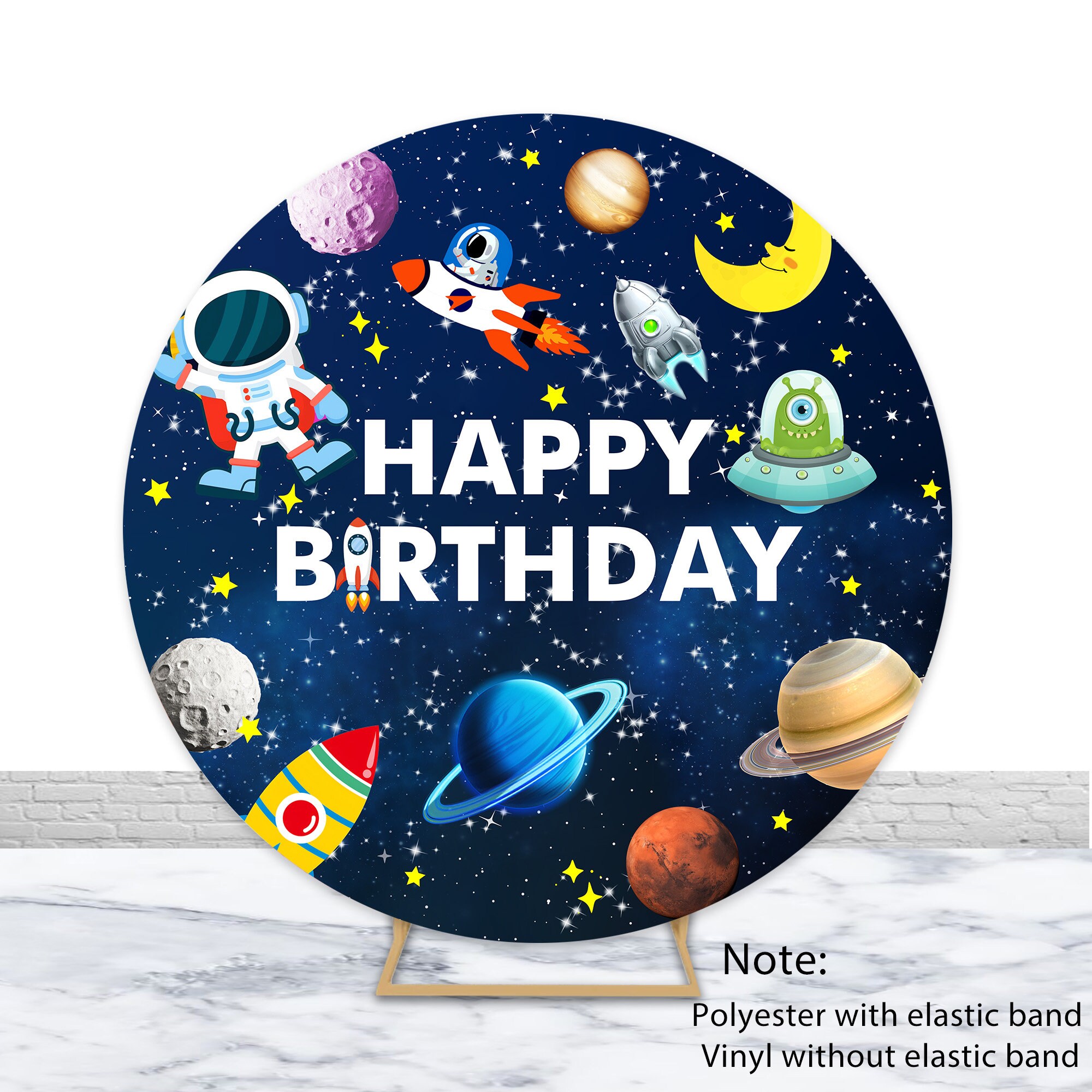Planet And Astronaut Round Birthday Backdrop