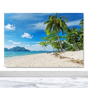 Sfondi tropicali, estate, mare, spiaggia, fondale fotografico, sabbia, cielo blu nuvoloso, vacanze, sfondi fotografici panoramici, studio fotografico
