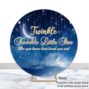 Funkel Kleine Sterne Runde Foto Hintergrund Kind Geburtstag Baby Shower Fotografie Hintergrund Mond blau Sternenhimmel Kreis Abdeckung Decor Requisiten