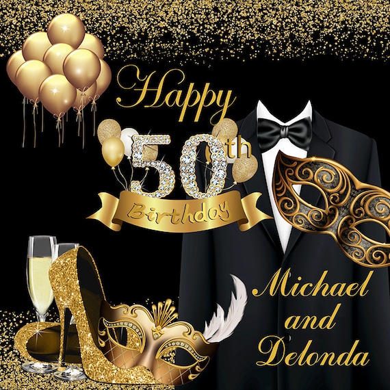 Masquerade Party Golden Mask Backdrop Birthday Background Photo