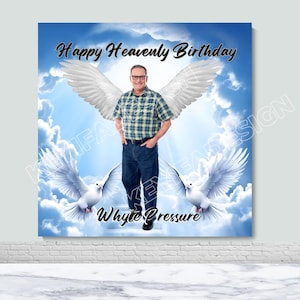 In Loving Memory Backdrop Happy Heavenly Birthday Photo Background Custom Celebration of Life Banner Forever In Our Hearts Funeral Poster