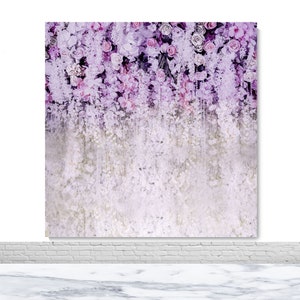 Décors muraux floraux violets et blancs pour mariage, baby shower, anniversaire, fond de photographie, accessoires de cabine Photo en vinyle