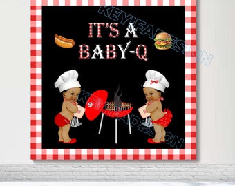 It's a BaByQ Backdrop BBQ Baby Shower Photo Background Custom Barbecue Picnic Banner BBQ Party Decorations Props