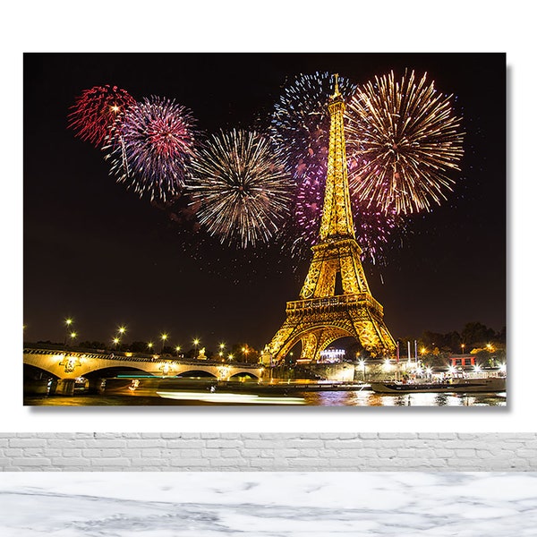 Paris Eiffel Tower Photography Backdrop Fireworks Birthday Party Picture Backdrop Vinyl Black Gold Photo Background