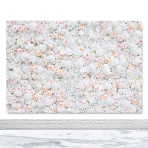 White Rose Floral Photo Backdrop Wedding Bridal Shower Birthday Photography Backdrop Flowers Wall Decor Banner Vinyl Polyester Back Drop