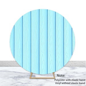 Blue Round Rustic Wood Photography Backdrop Birthday Wedding Baby Shower Photo Background Circle Vinyl Polyester Cover Decor Photo Prop