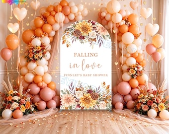 Falling In Love Arch Cover Custom Autumn Baby Shower Backdrop