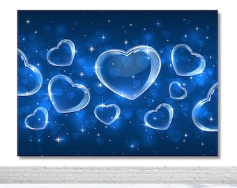 Early 2000s Blue Heart Photography Backdrop Birthday Party Photo Backdrop Old School Decor Banner Vinyl Polyester Photo Booth Background