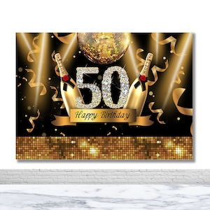 Alles Gute zum 50. Geburtstag Fotografie Hintergrund 40. 50. Geburtstag Foto Hintergrund Champagner Golden Birthday Decor Banner Fotostand Hintergrund