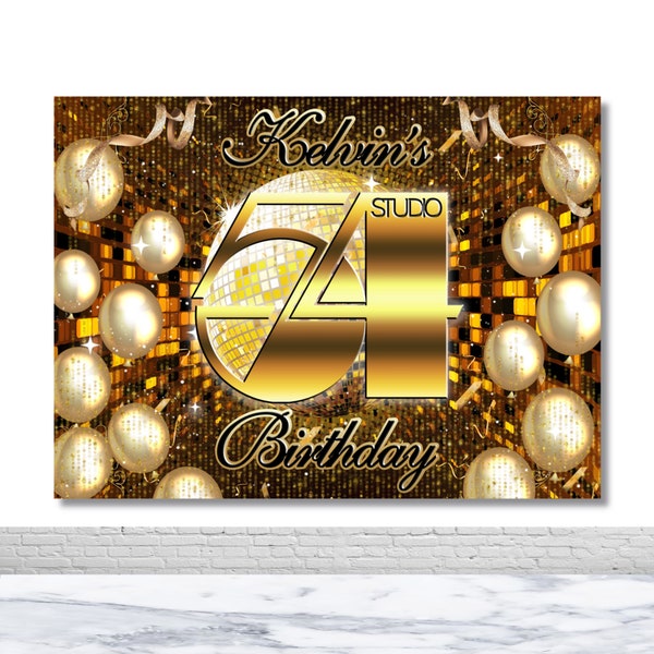 Studio 54 Birthday Photo Backdrop Birthday Party Photography Background Gold 70s Retro Banner Poster Decorations Photo Booth Backdrop