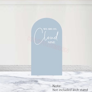 Wir sind auf Wolke neun Babyparty-Bogen-Abdeckung Geschlecht offenbaren Hintergrund-Polyester doppelseitig auf Wolke neun Bogen-Abdeckung Baby-Ankündigungs-Dekor