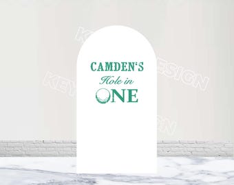 Fondo de arco de hoyo en uno para golf, fondo de cumpleaños personalizado de poliéster de doble cara, cubierta de arco para primer cumpleaños, decoración para fiesta de baby shower