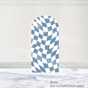 Plaid Arch Backdrop Blue and White Checker Backdrop Polyester Double-Sided Custom Color Grid Arch Cover Kid Birthday Decor Photocall Props