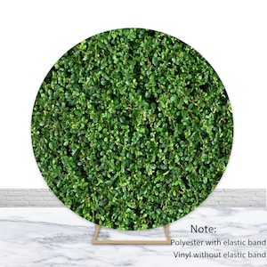 Round Green Leaves Photography Backdrop Birthday Wedding Baby Shower Photo Backdrop Vinyl Polyester Circle Cover Decor Banner Photo Props