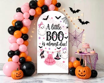 もうすぐ赤ちゃんが生まれるベビーシャワー用アーチカバー、お化けの不気味なハロウィーンの背景幕