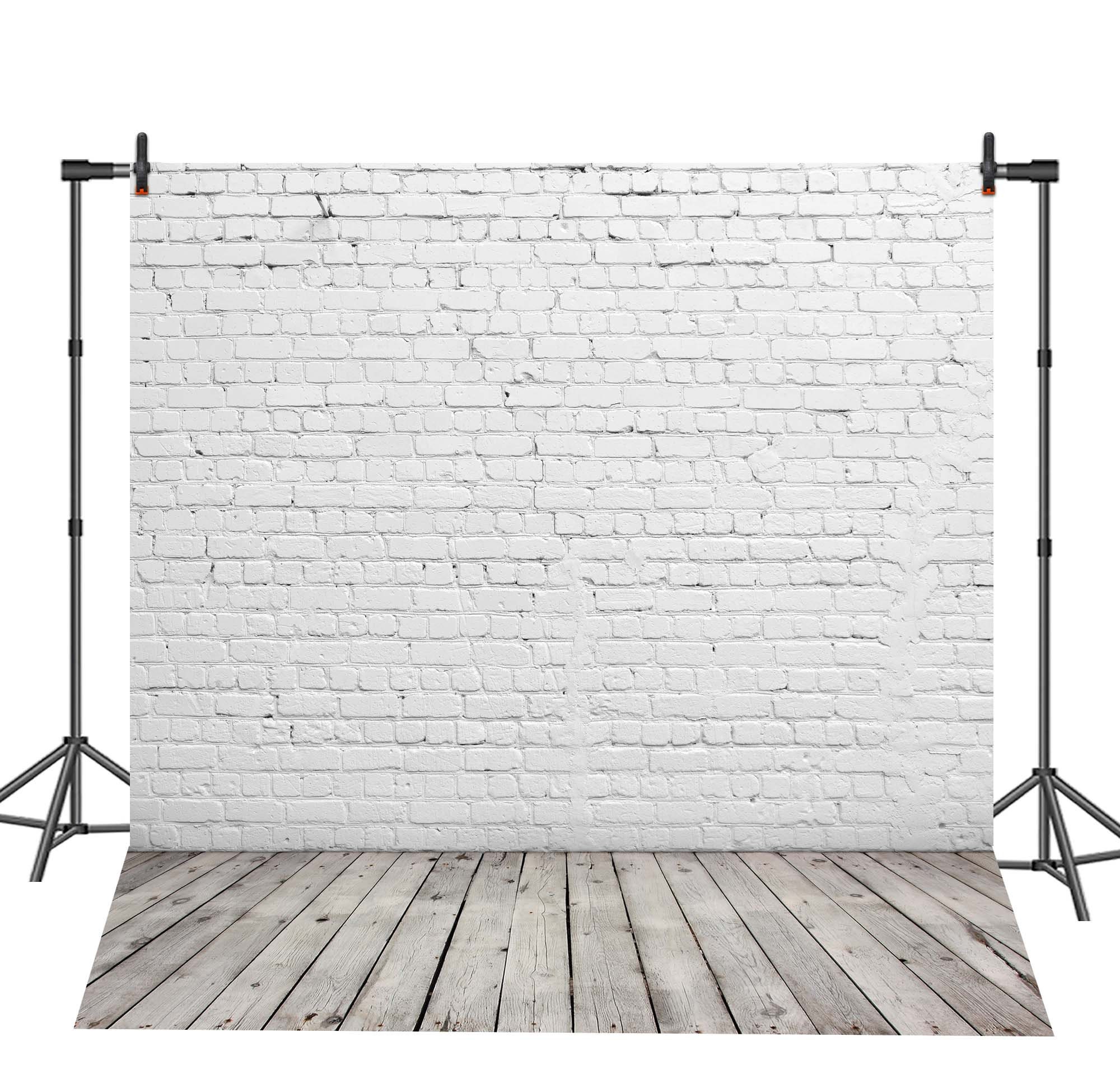 White Brick Wall Photography Backdrop Wood Floor Texture Photo - Etsy