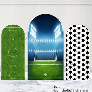 Soccer Arch Backdrop Boy Birthday Party Backdrop Football Field Soccer Stadium Double-Sided Arch Cover Sports Themed Backdrop Decor Prop