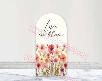 Love In Bloom Bridal Shower Arch Cover Custom Polyester Wildflower Arch Backdrop Floral Wedding Background Engagement Party Decor