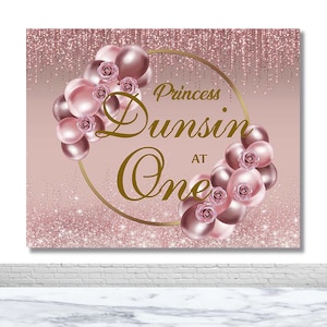 Pink Balloons Birthday Photography Backdrop Princess 1st Birthday Photo Background Pink Glitter Custom Shiny Party Decor Banner Photo Prop