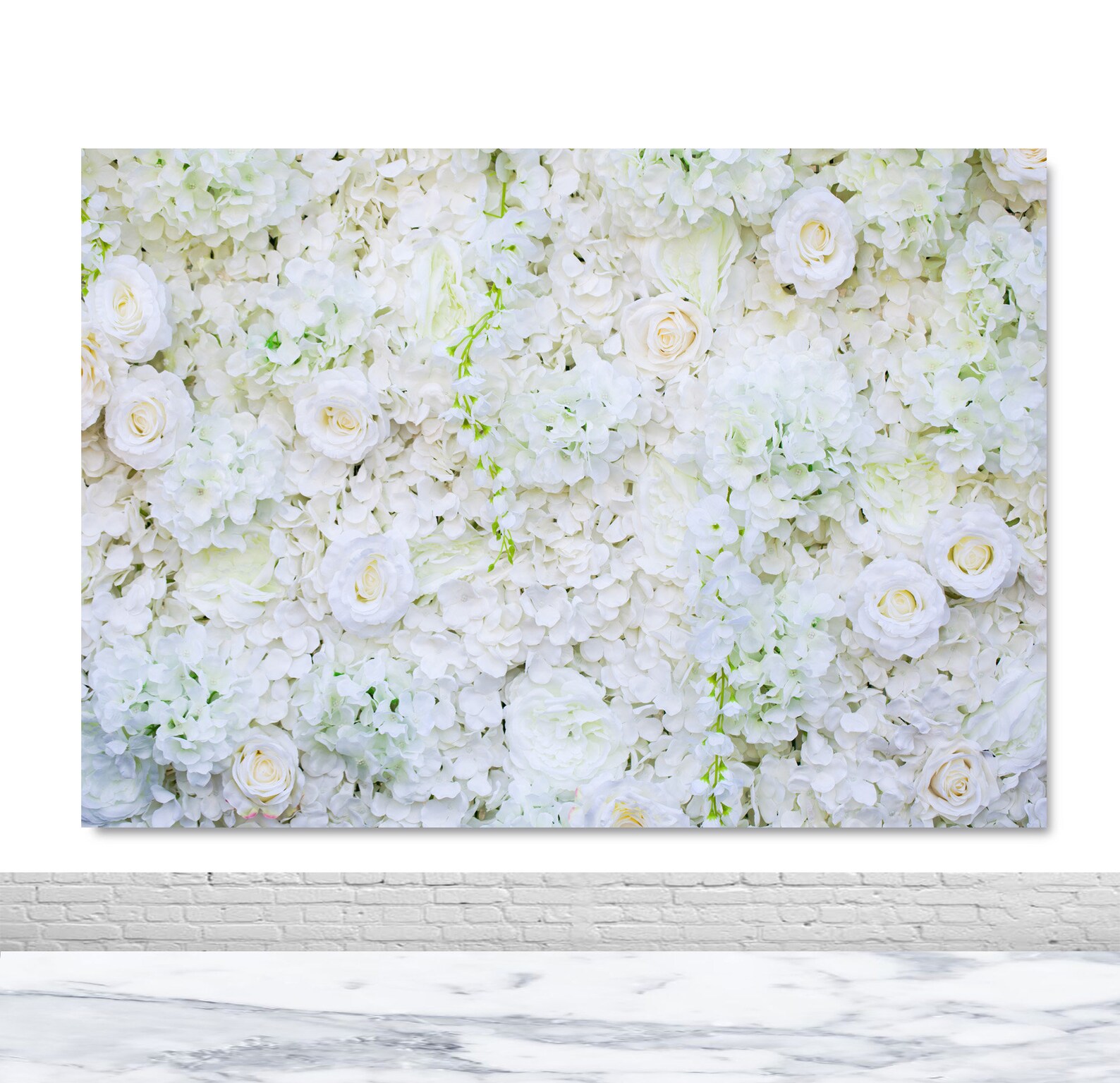 White Floral Wall Photography Backdrop Wedding Bridal Shower Etsy
