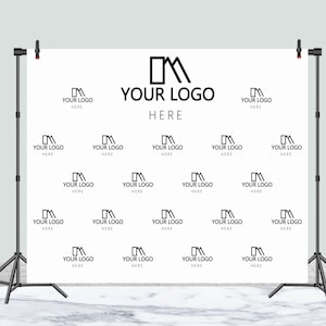 Logo personnalisé étape et répétition toile de fond photographie murale fond Photo blanc personnalisé vinyle polyester décor bannière Photocall toile de fond