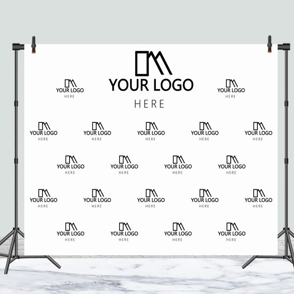 Logo personnalisé étape et répétition toile de fond photographie murale fond Photo blanc personnalisé vinyle polyester décor bannière Photocall toile de fond