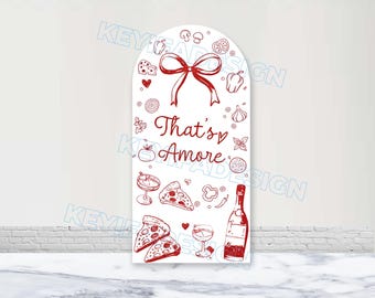 That's Amore Arch Cover Polyester Custom Color Text Image Pizza Bridal Shower Arch Cover