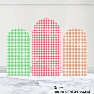 Gingham Arch Cover Plaid Backdrop Polyester Double-Sided Custom Any Color Checkered Arch Backdrop Grid Decor Party Photography Props