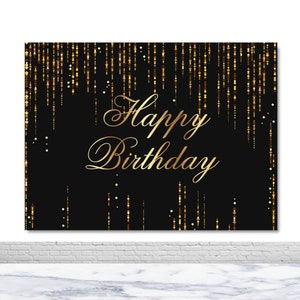 Gold und schwarz Geburtstag Fotografie Hintergrund glücklich 30.40.50.60.70.Geburtstag Glitter Foto Hintergrund Vinyl Polyester Banner Prop