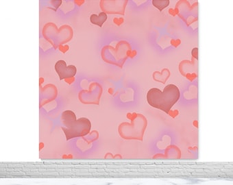 Airbrushed Heart Photography Backdrop Early 2000s Birthday Party Photo Backdrop Pink and Purple Valentines Vinyl Photo Booth Background