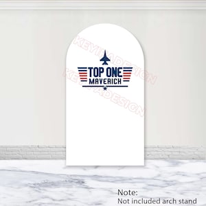 Top One MAVERICK Bogenabdeckung aus Polyester, individuelle Farbe, Textbild, Jet-Flugzeug-Bogenhintergrund für den 1. Geburtstag
