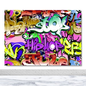 80s 90s Hip Hop Backdrop for Photography Colorful Graffiti Wall Photo Background Birthday Party Vinyl Photo Backdrop Props