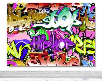 80s 90s Hip Hop Backdrop for Photography Colorful Graffiti Wall Photo Background Birthday Party Vinyl Photo Backdrop Props