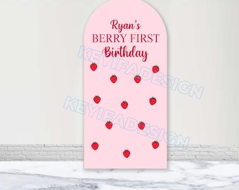 Strawberry Birthday Arch Backdrop Custom Polyester Berry First Birthday Arch Cover Strawberry Baby Shower Cover