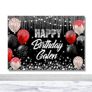 30th 40th 50th Birthday Photography Backdrop Diamonds Glitter Photo Backdrop Balloon Black Party Decor Banner Wallpaper Photo Booth Backdrop