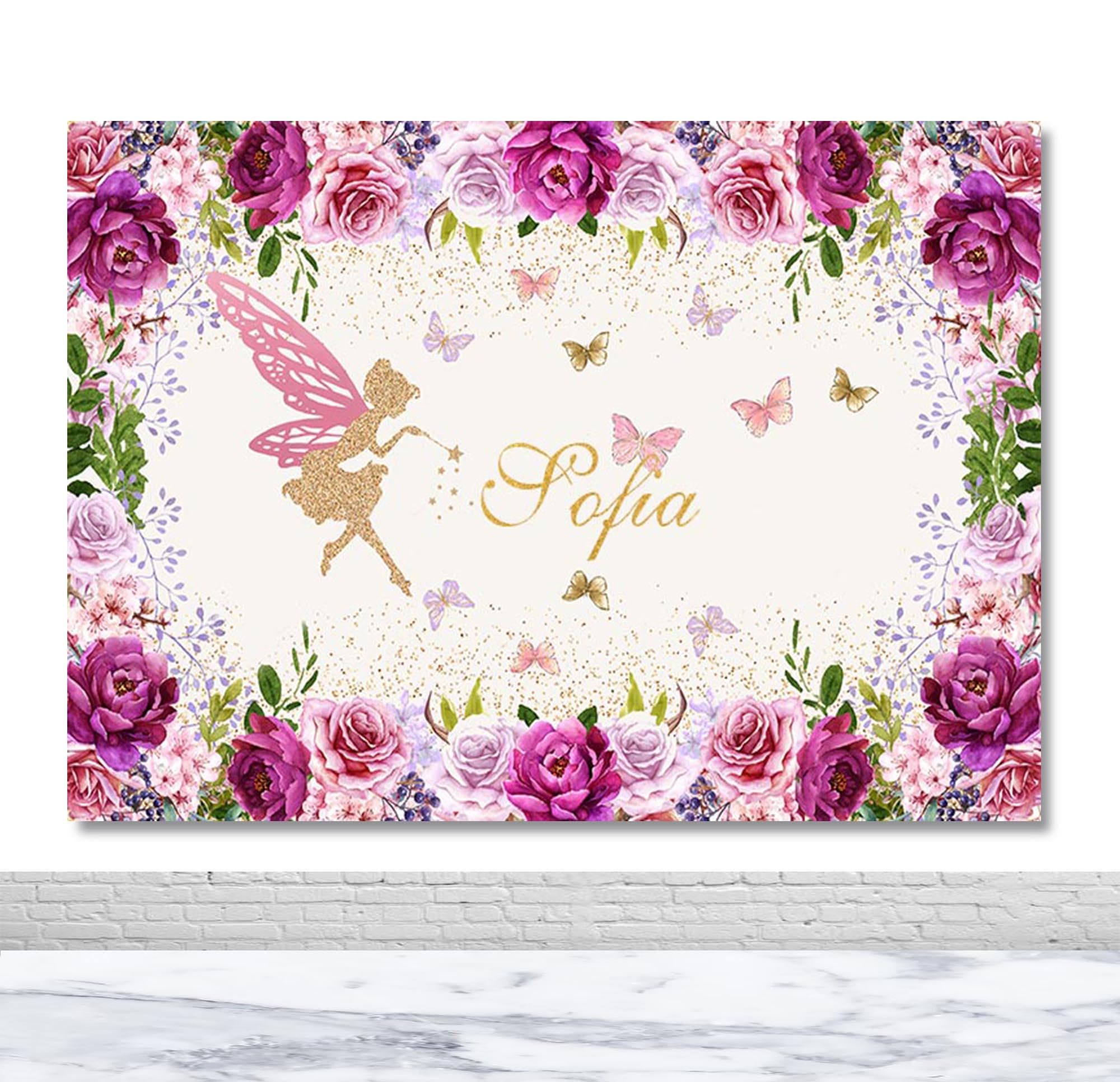 小さな妖精のプリンセスの写真撮影用背景幕 女の子の誕生日 ティンカーベルの写真用背景幕 紫色の花 ビニール製の写真用背景幕小道具 - Etsy 日本