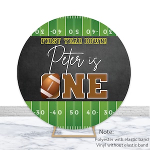 First Year Down Birthday Round Backdrop Boy 1st Birthday Backdrop Custom American Football Sports Field Circle Cover Decorations Photo Prop