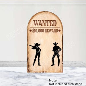 Copertura per arco con poster ricercato, sfondo Dead or Alive, in poliestere bifacciale, decorazione per festa di compleanno, cowboy western e cowgirl.