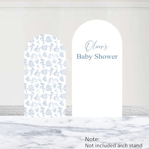 Baby Shower Custom Arch Cover Boy Or Girl Baby Baptism Backdrop Polyester Double-Sided Carousel Teddy Bear Arch Backdrop Gender Reveal Prop