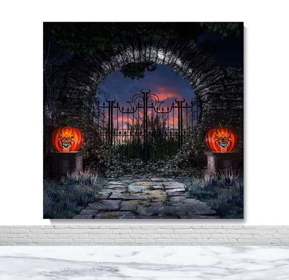 Halloween Hintergrund 3x2,5 M – Gruselig, Mit Burgtor & Sternenhimmel, Vinyl-Stoff Für Fotografie & Dekoration