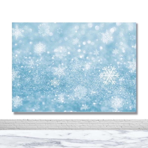 Winter Wonderland Ice Snow Photo Backdrop Birthday Party Christmas Blue Photography Background Snowflake Decor Banner Photo Booth Backdrop