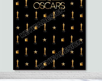 The Oscars Step And Repeat Backdrop Hollywood Gold Statuette Academy Awards Banner