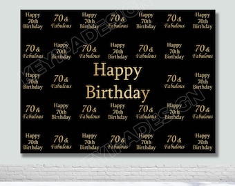 70 & Fabulous achtergrond 50e 60e 70e verjaardag achtergrond aangepaste stap en herhalen zwart en goud banner prom party poster decor prop