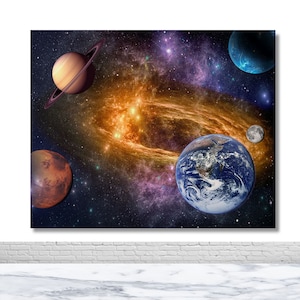 Galaxy Photography Backdrop Starry Sky Outer Space Planets Photo Background Birthday Party Wall Decor Vinyl Polyester Photo Backdrop
