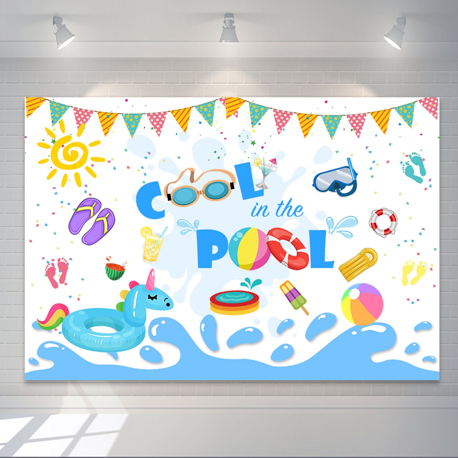 Cool Pool Party Photography Backdrop Kid 1st Birthday Photo Etsy