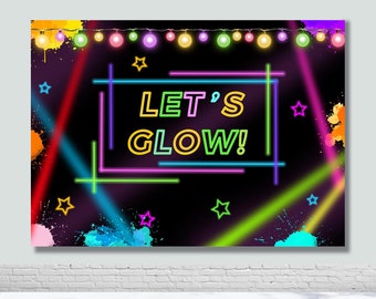 Fondo de fotografía para fiesta con brillo de neón, feliz cumpleaños, grafiti, luces brillantes de colores, decoración, pancarta, póster, accesorios para fotos