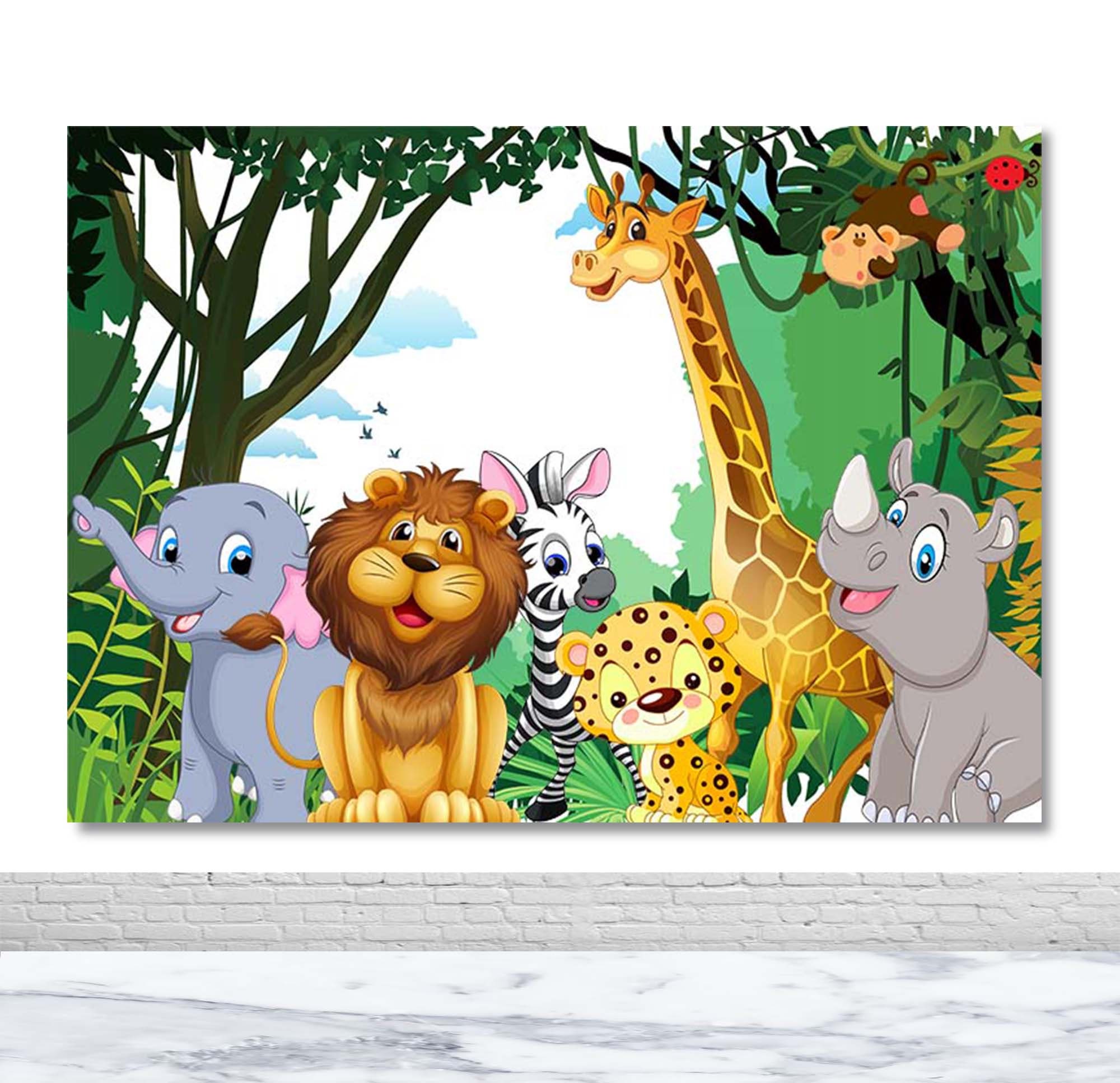 Jungle Theme Photography Backdrop Kids Birthday Forest Animals Etsy